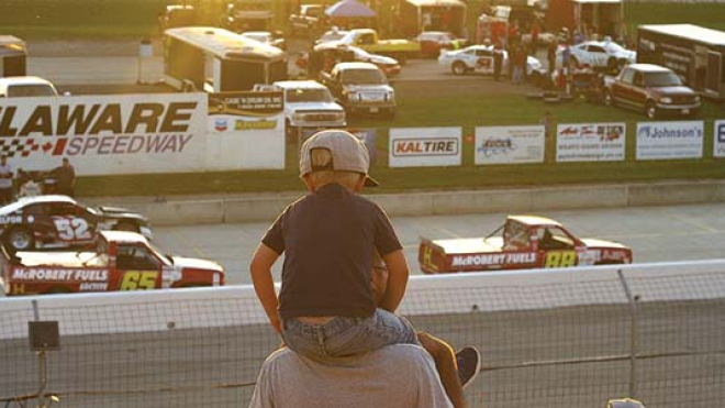 father and son at the Delaware Speedway 