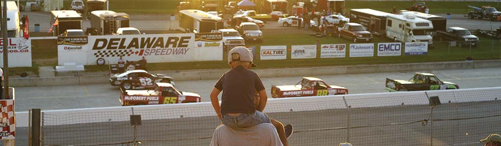 father and son at the Delaware Speedway