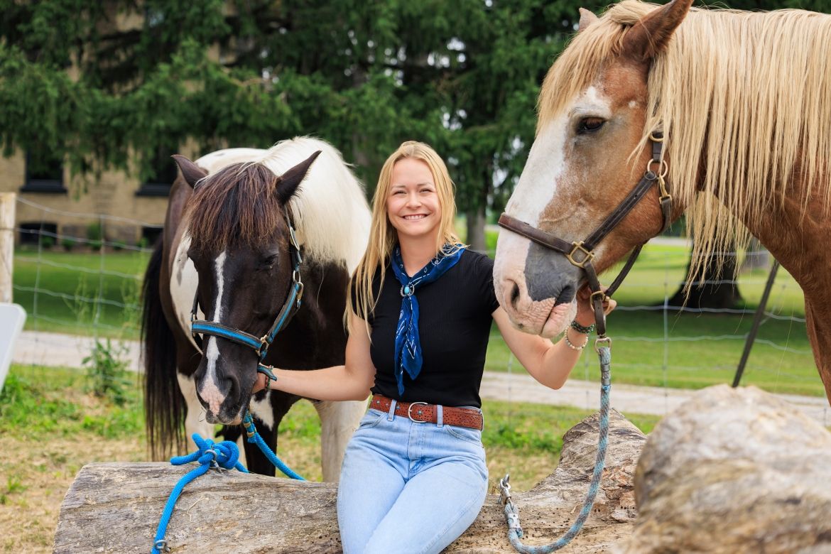 Willow and Water Image of Owner with two Horses