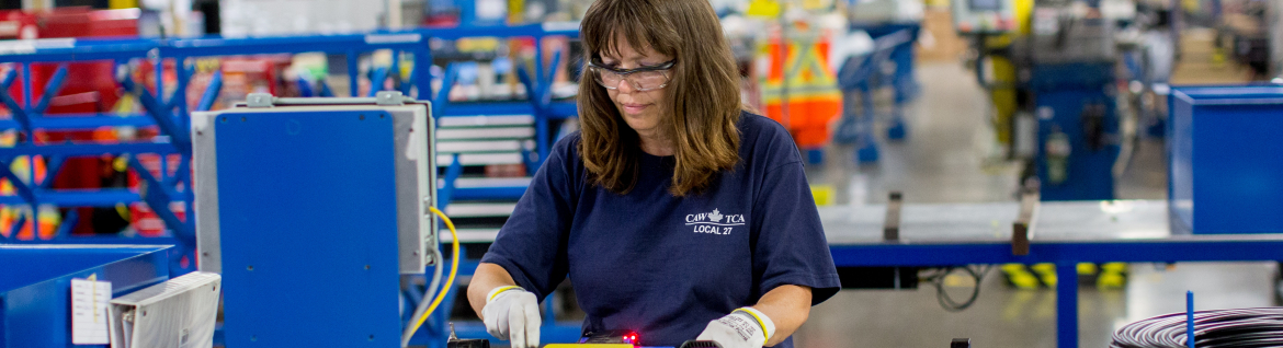 Woman on an assembly line 